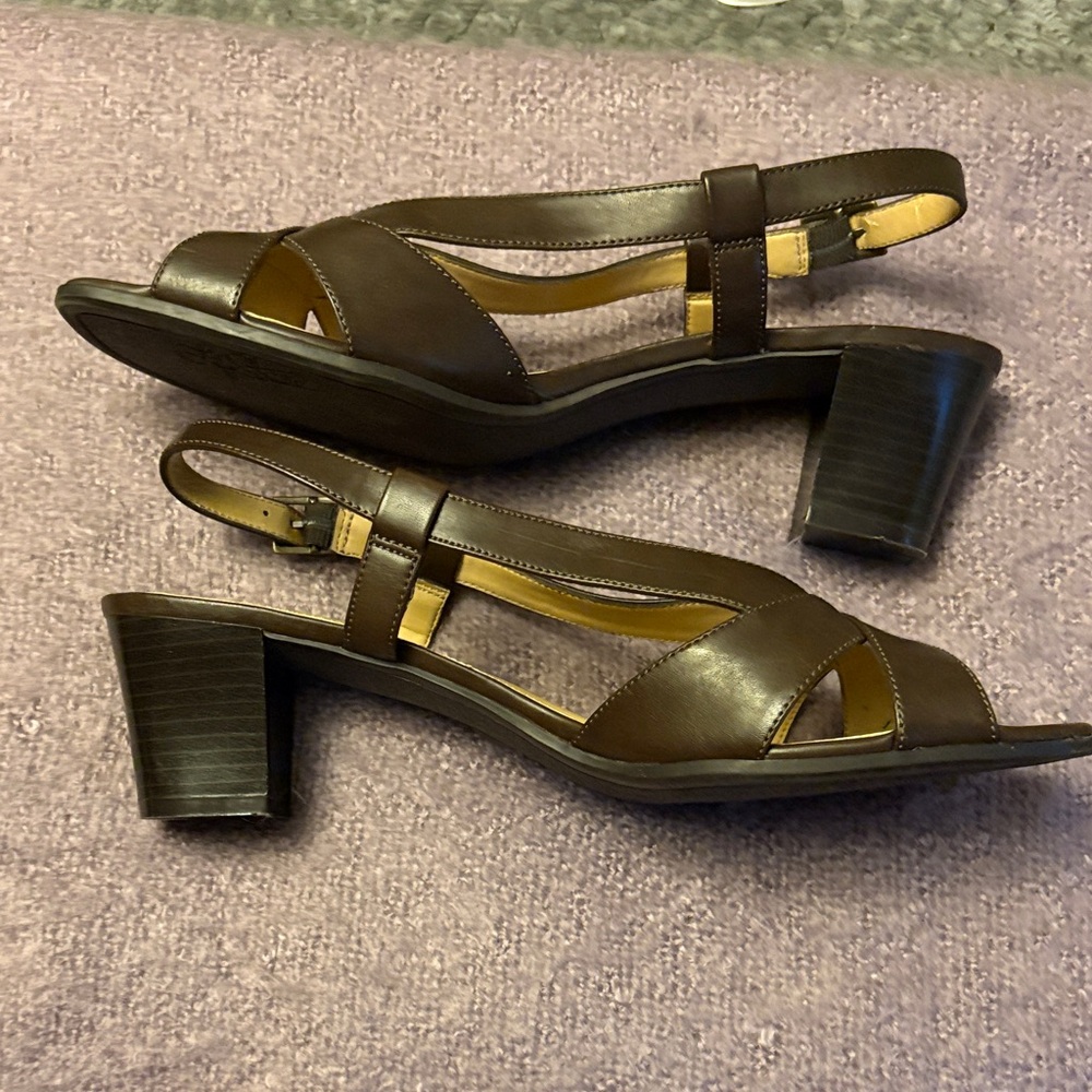 Elegant Brown Leather Women's Sandals